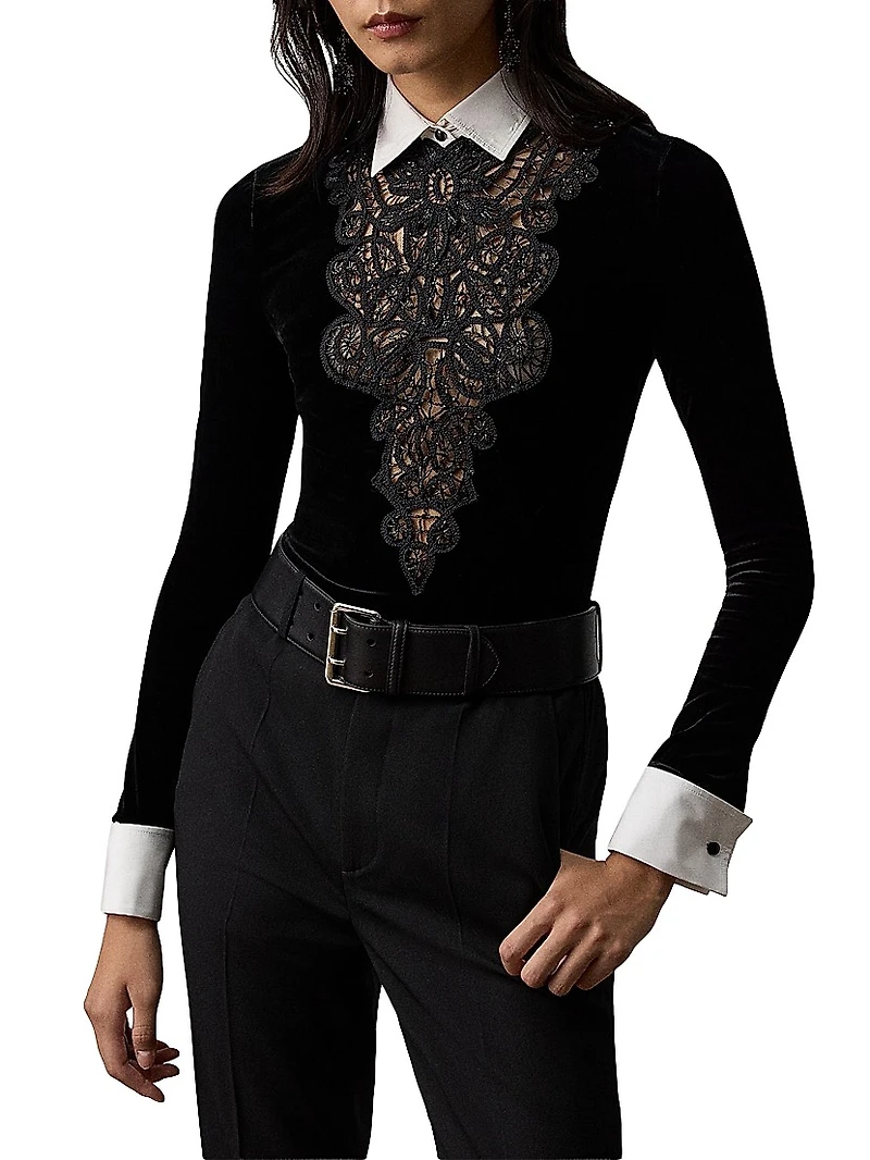 Missy Embellished-Velvet Shirt