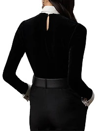 Missy Embellished-Velvet Shirt