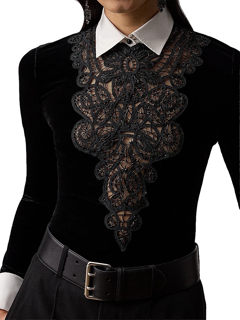 Missy Embellished-Velvet Shirt