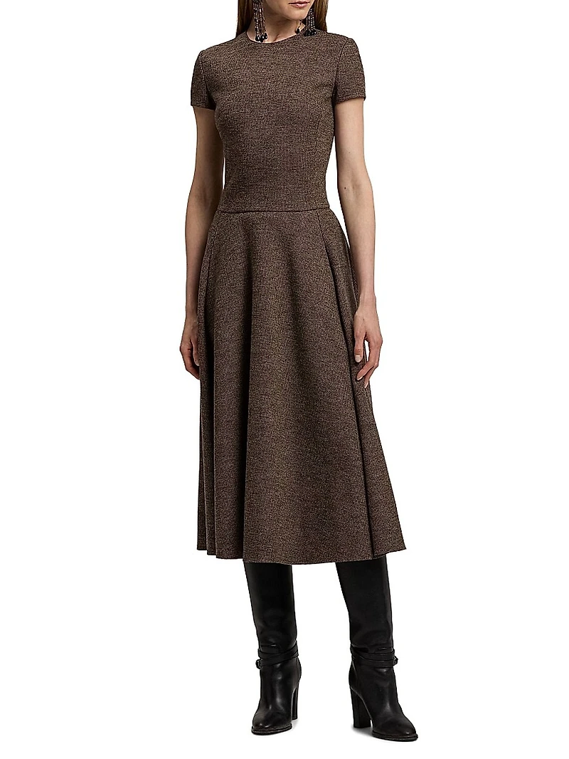 Margaret Tick-Weave Wool Midi-Dress