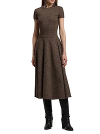 Margaret Tick-Weave Wool Midi-Dress