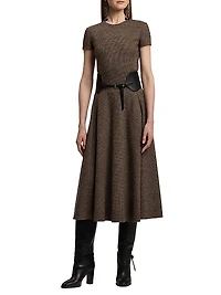 Margaret Tick-Weave Wool Midi-Dress