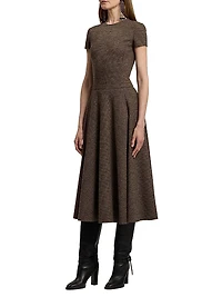 Margaret Tick-Weave Wool Midi-Dress