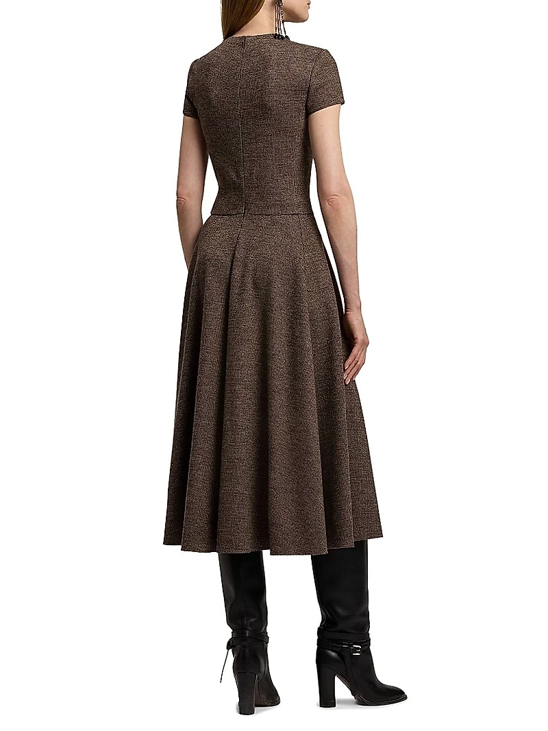 Margaret Tick-Weave Wool Midi-Dress