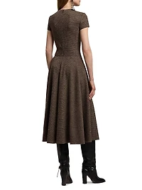 Margaret Tick-Weave Wool Midi-Dress