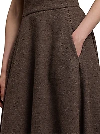 Margaret Tick-Weave Wool Midi-Dress