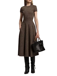 Margaret Tick-Weave Wool Midi-Dress