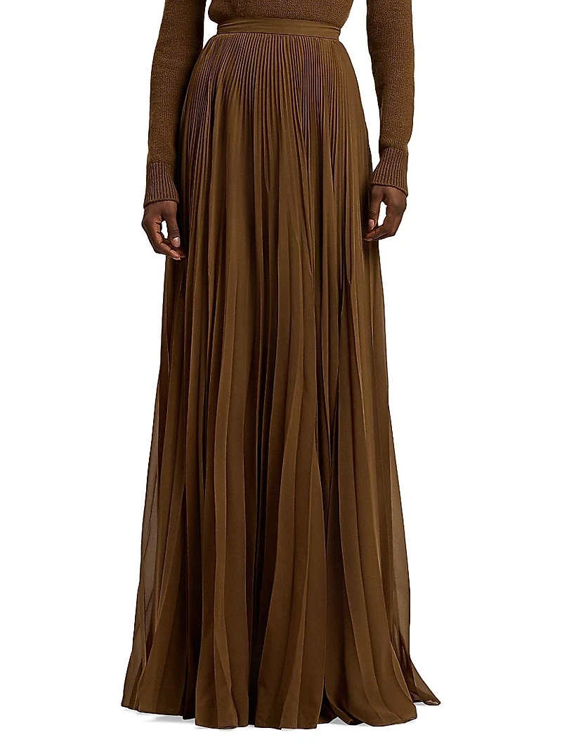 Marsha Pleated Chiffon Maxi Skirt