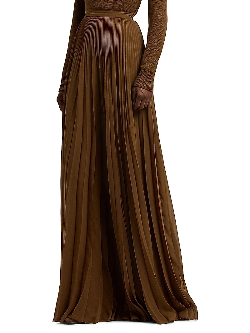 Marsha Pleated Chiffon Maxi Skirt