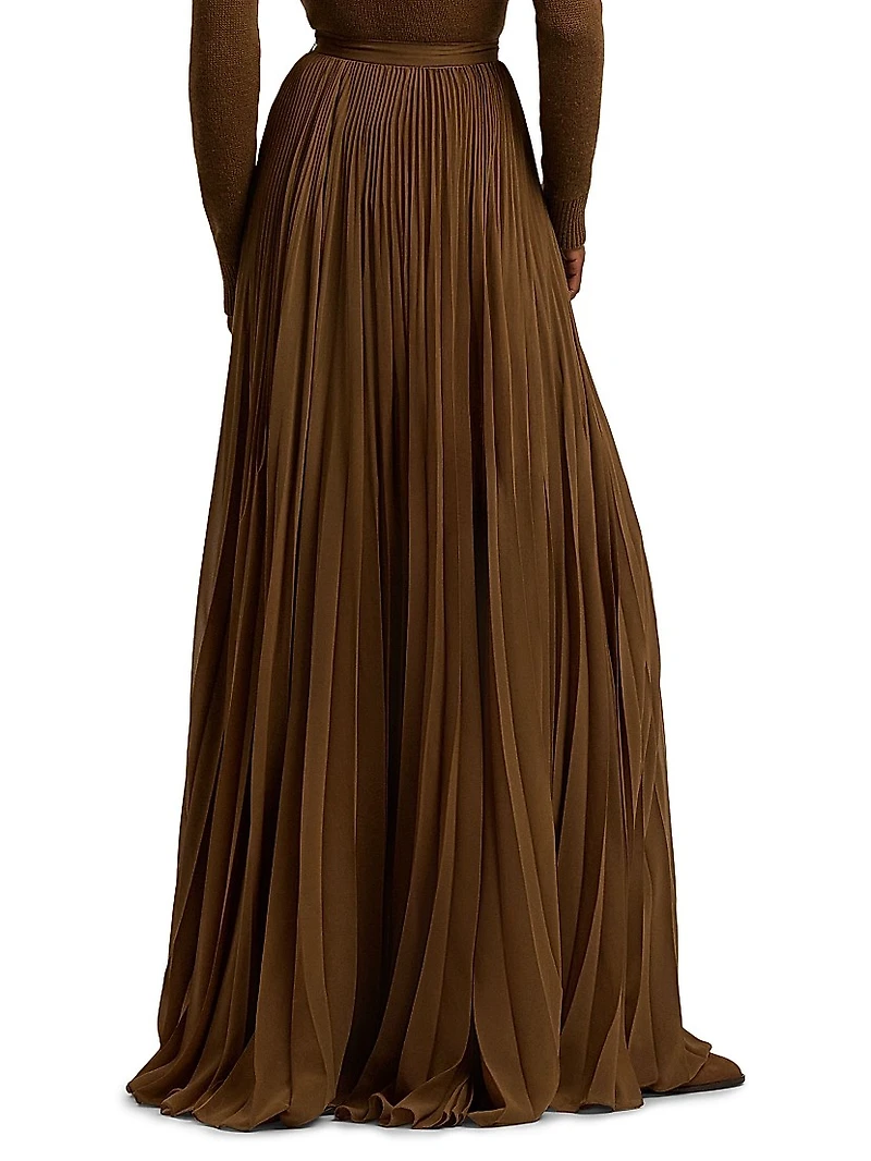 Marsha Pleated Chiffon Maxi Skirt