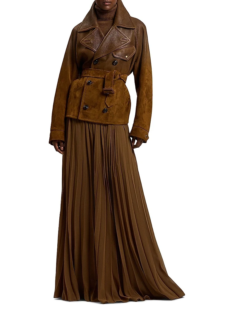 Marsha Pleated Chiffon Maxi Skirt