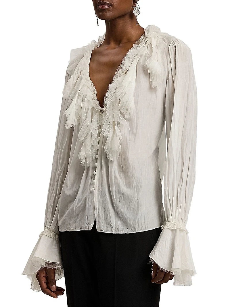 Kensley Cotton-Silk Voile Blouse