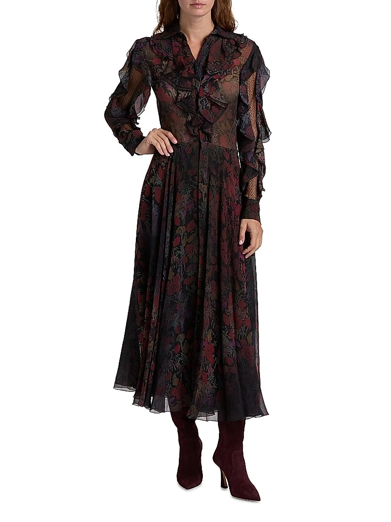Melony Floral Crinkle Chiffon Day Dress