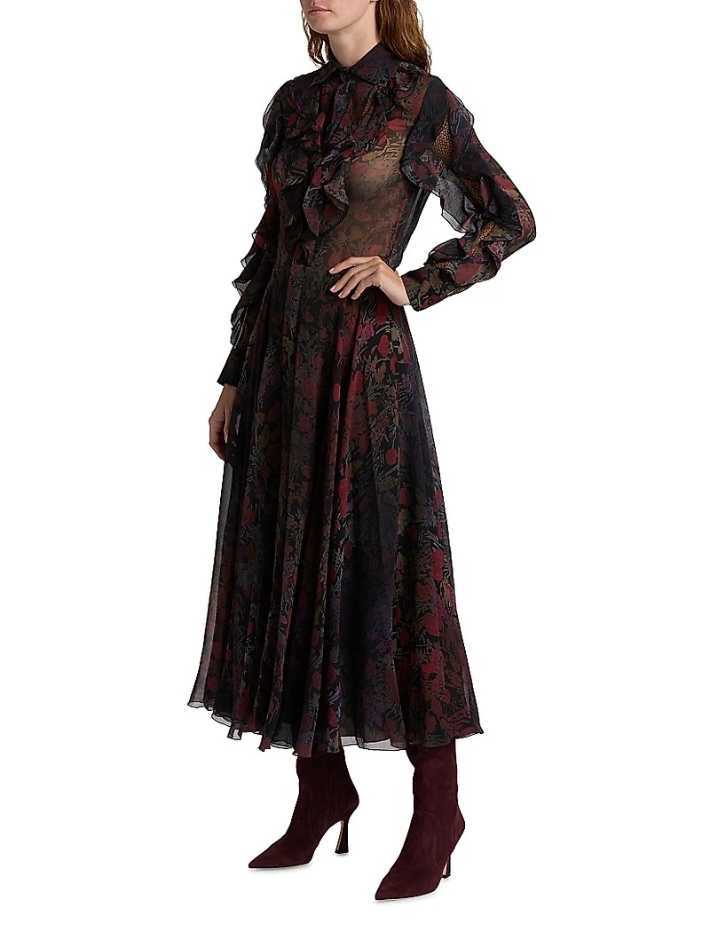 Melony Floral Crinkle Chiffon Day Dress