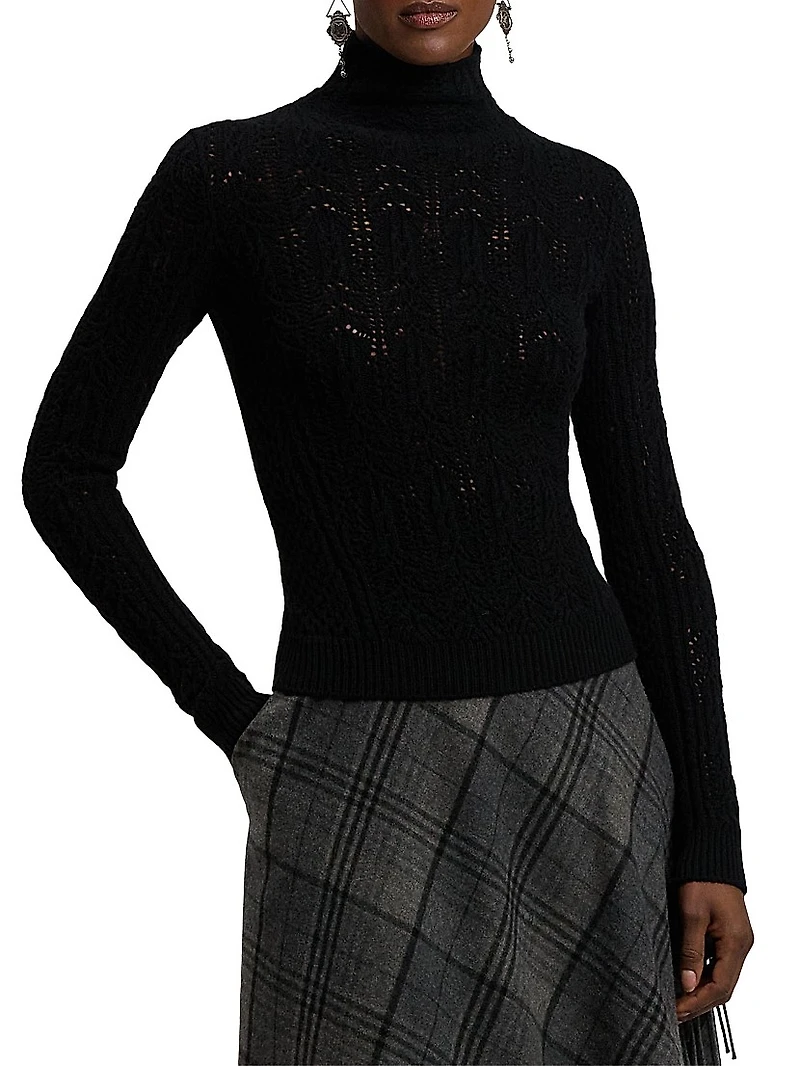 Pointelle Knit Cashmere Sweater