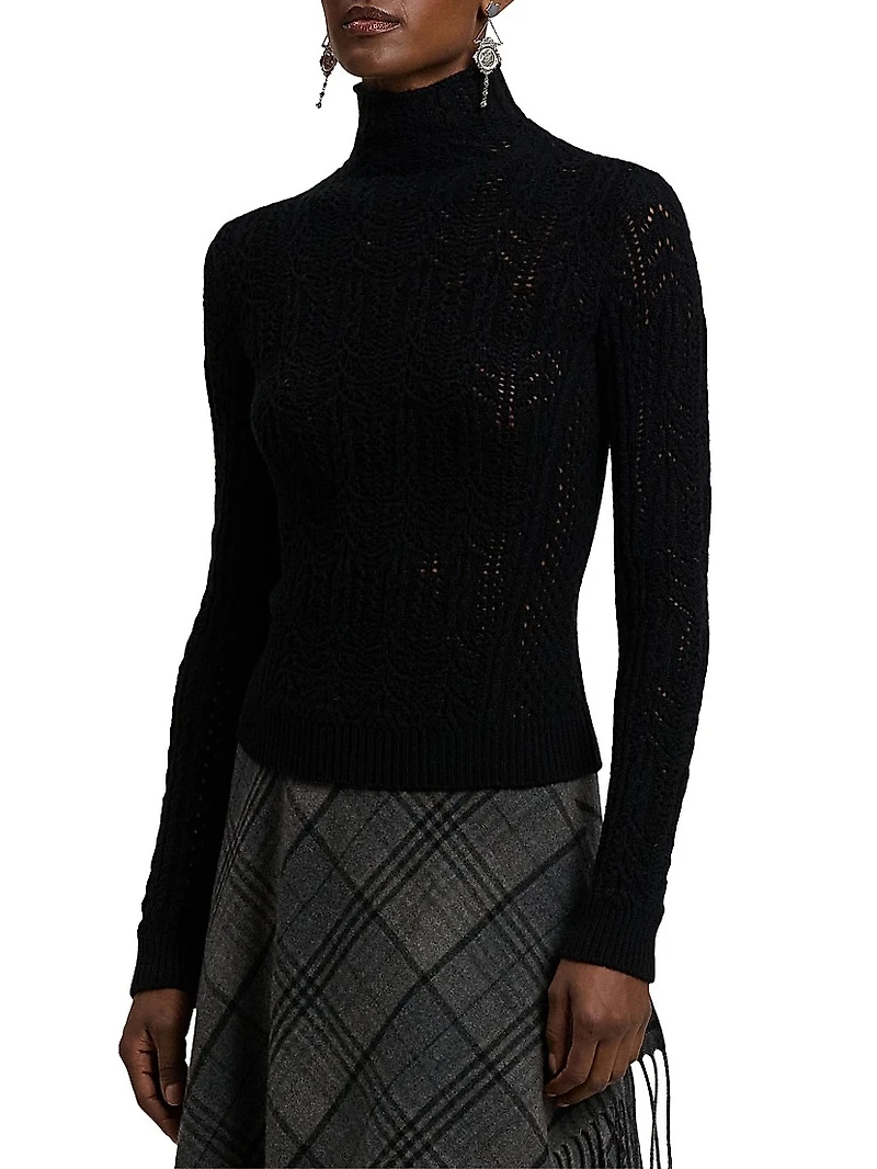 Pointelle Knit Cashmere Sweater