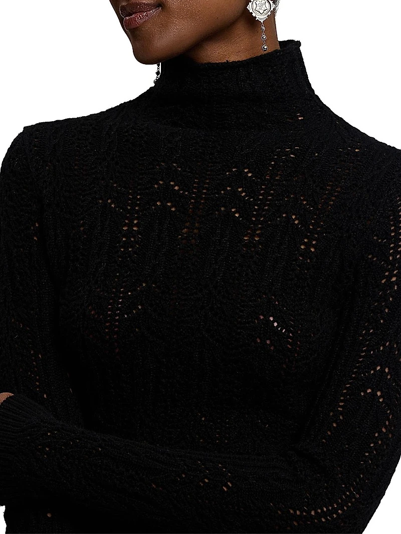 Pointelle Knit Cashmere Sweater