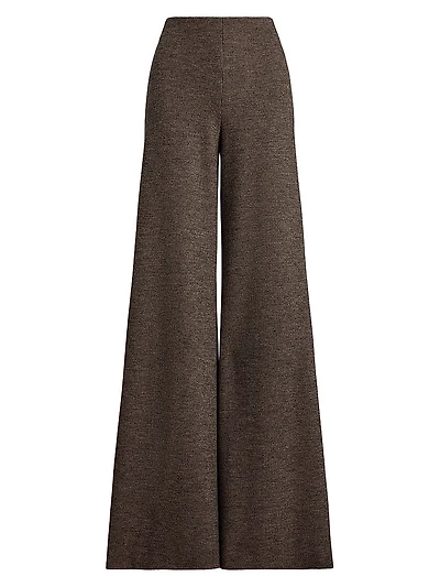Isaiah Tick-Weave Wool Wide-Leg Pants