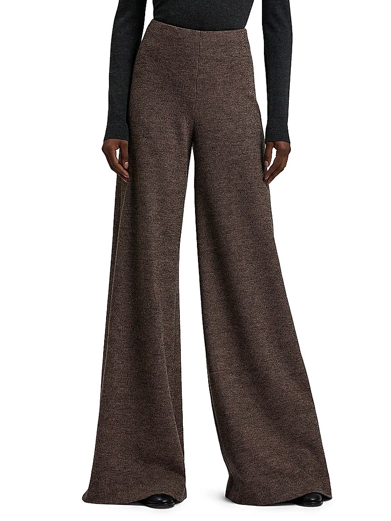 Isaiah Tick-Weave Wool Wide-Leg Pants