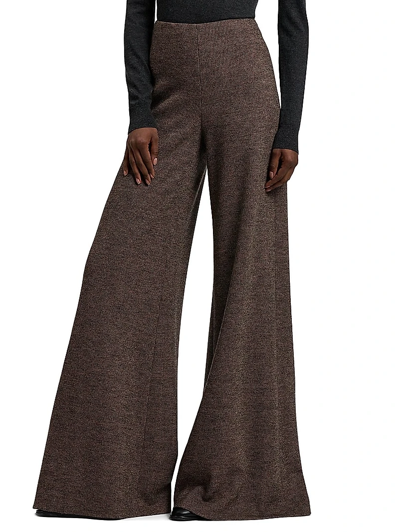 Isaiah Tick-Weave Wool Wide-Leg Pants