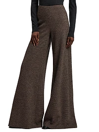 Isaiah Tick-Weave Wool Wide-Leg Pants