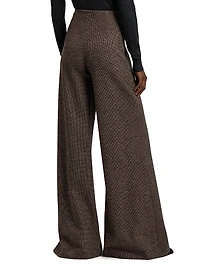 Isaiah Tick-Weave Wool Wide-Leg Pants
