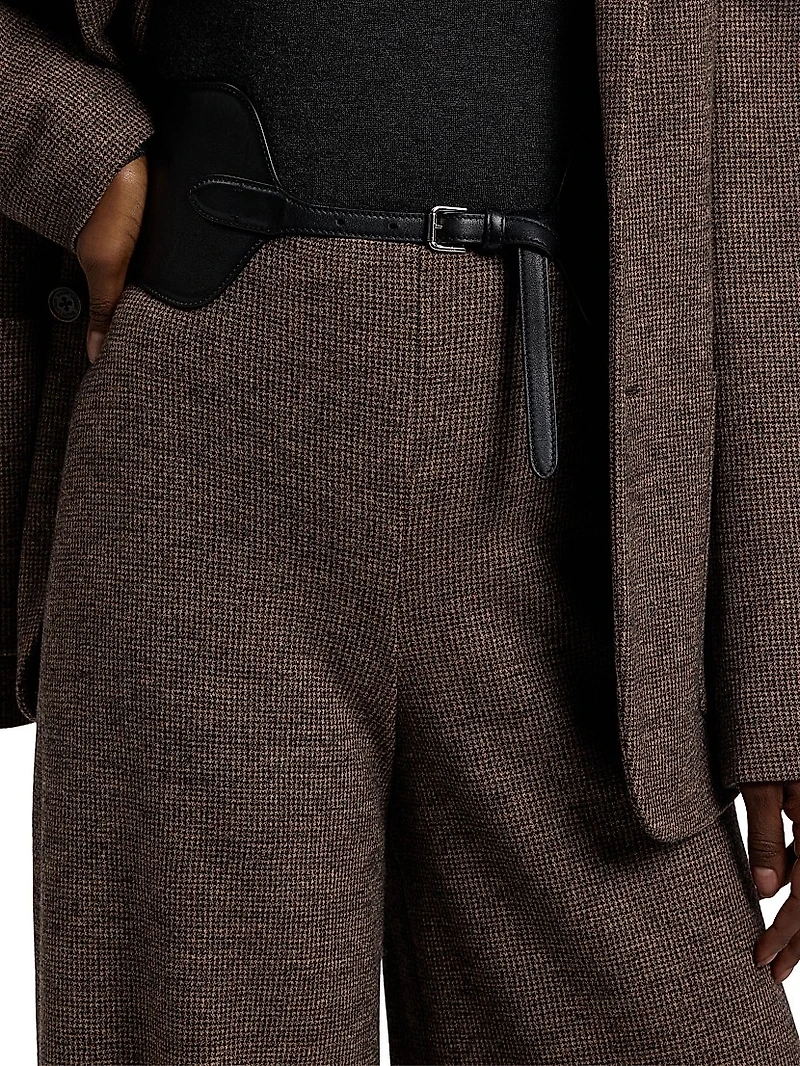 Isaiah Tick-Weave Wool Wide-Leg Pants