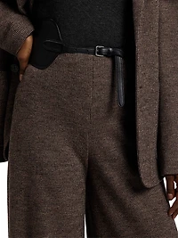 Isaiah Tick-Weave Wool Wide-Leg Pants