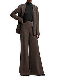 Isaiah Tick-Weave Wool Wide-Leg Pants