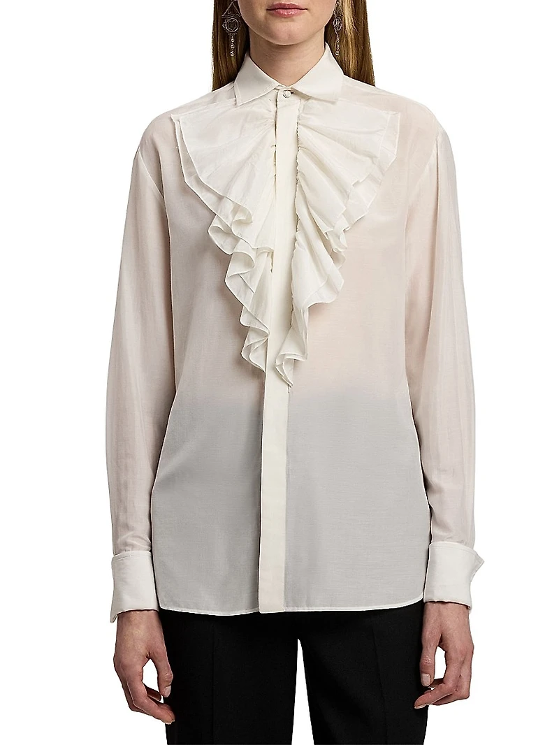 Brittani Ruffled Cotton-Silk Voile Shirt