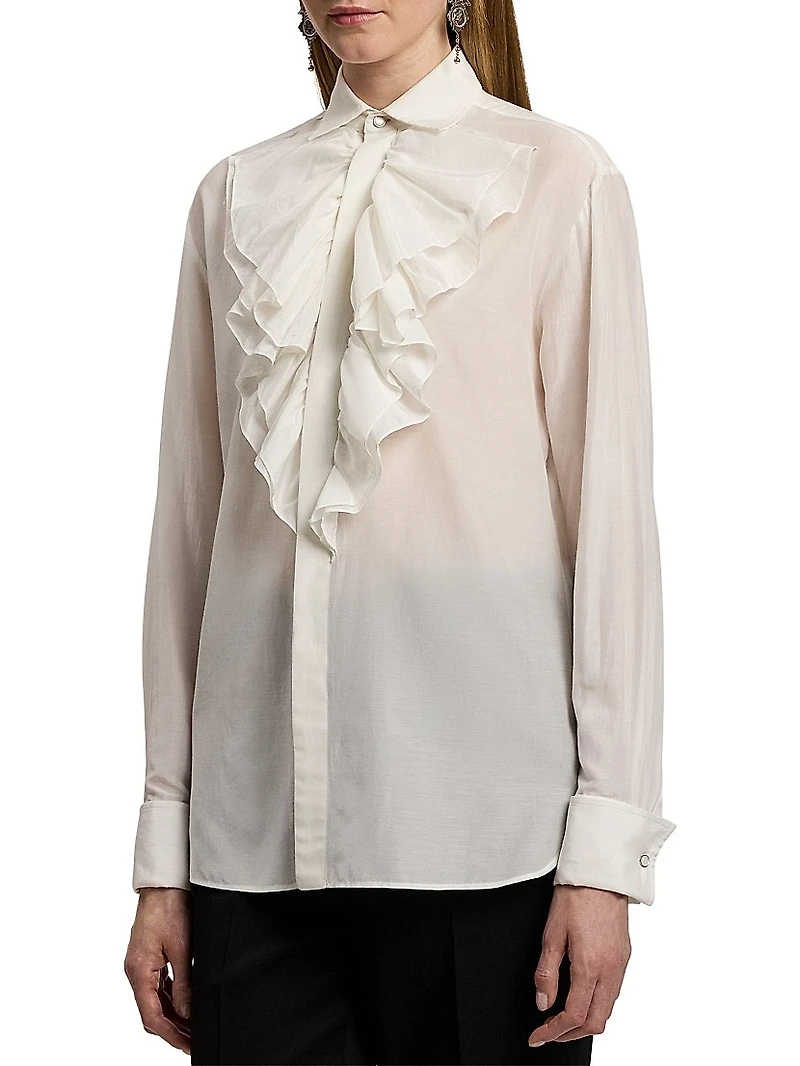 Brittani Ruffled Cotton-Silk Voile Shirt