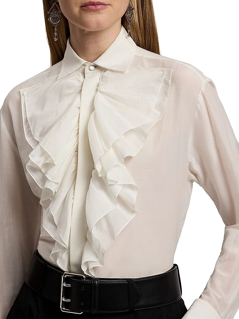 Brittani Ruffled Cotton-Silk Voile Shirt