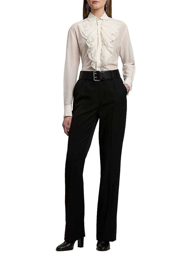 Brittani Ruffled Cotton-Silk Voile Shirt