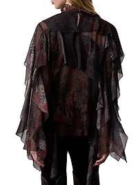 Ilene Floral Silk Ruffled Blouse