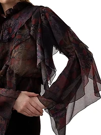 Ilene Floral Silk Ruffled Blouse