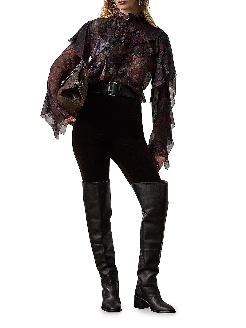 Ilene Floral Silk Ruffled Blouse