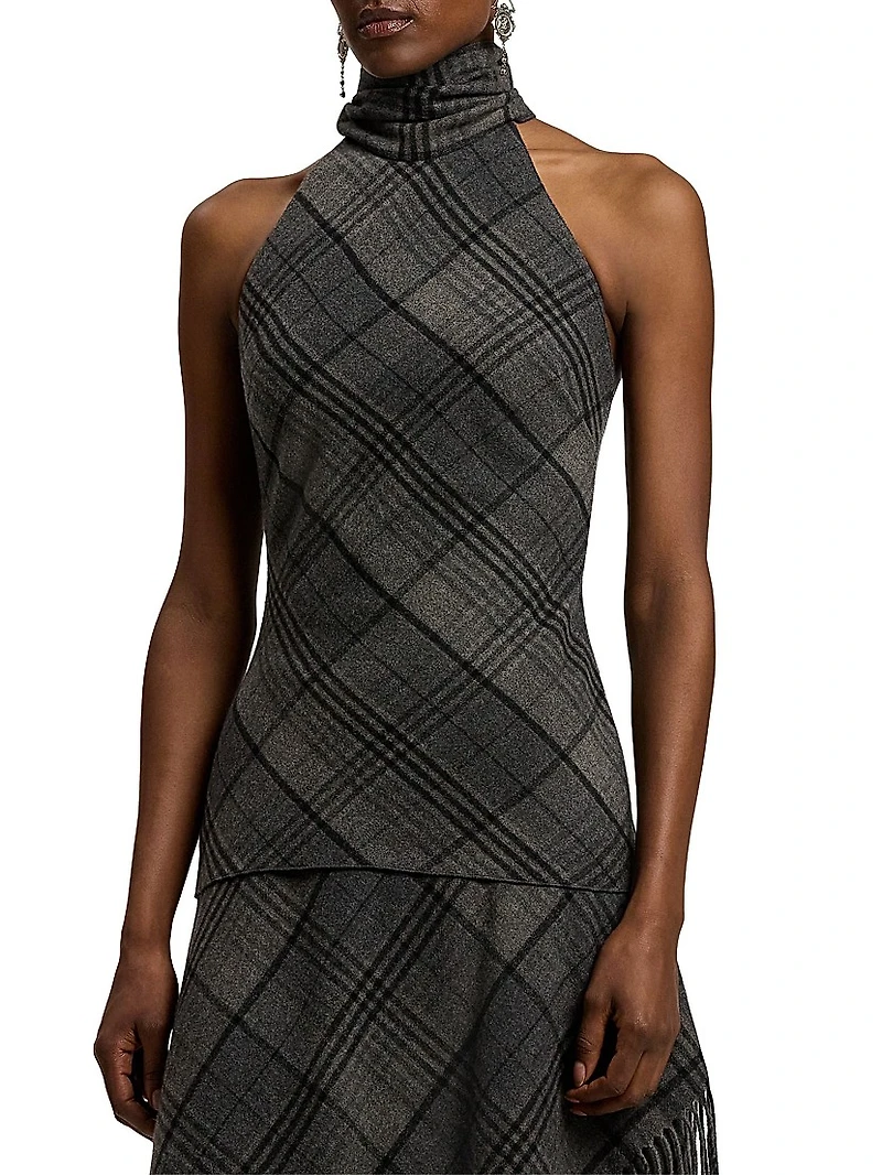 Chilton Plaid Sleeveless Wool Top