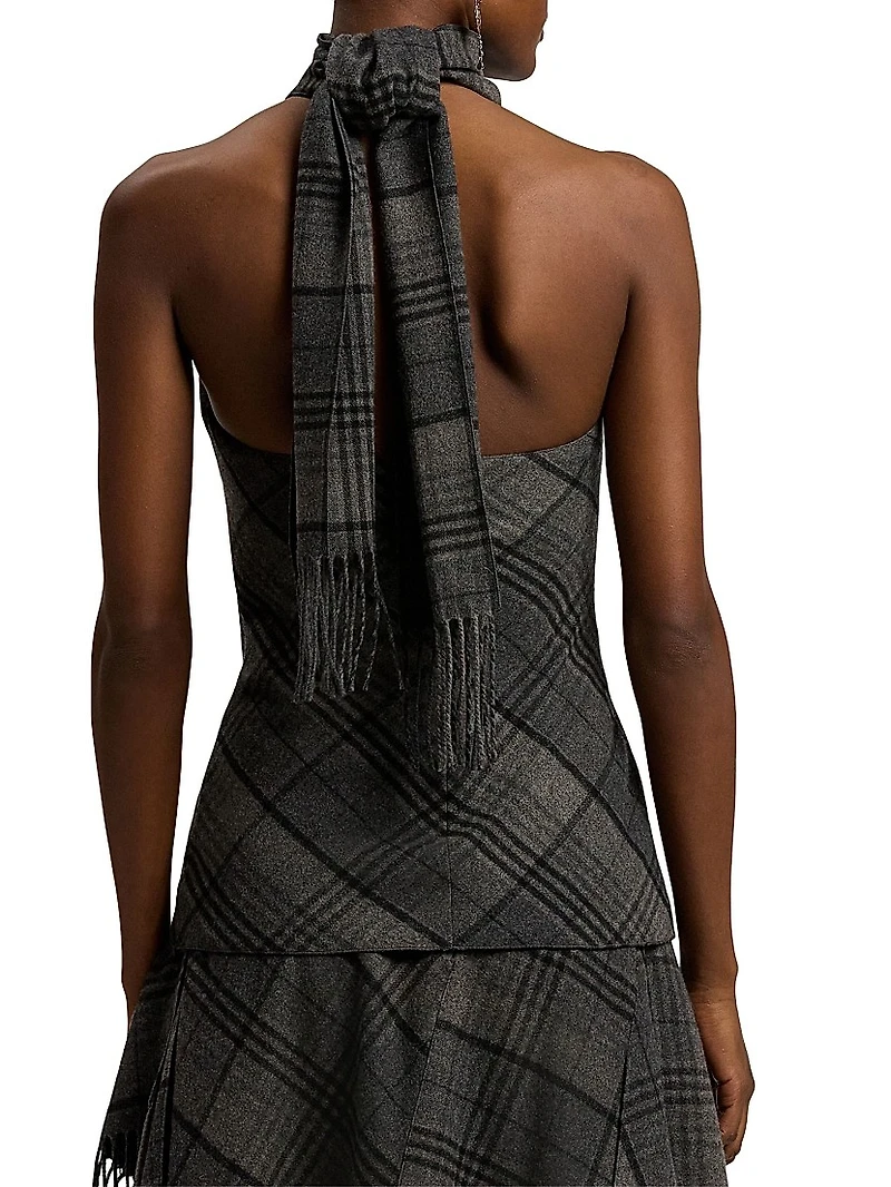 Chilton Plaid Sleeveless Wool Top