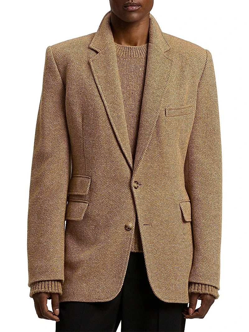 Eli Basket-Weave Wool-Cashmere Jacket