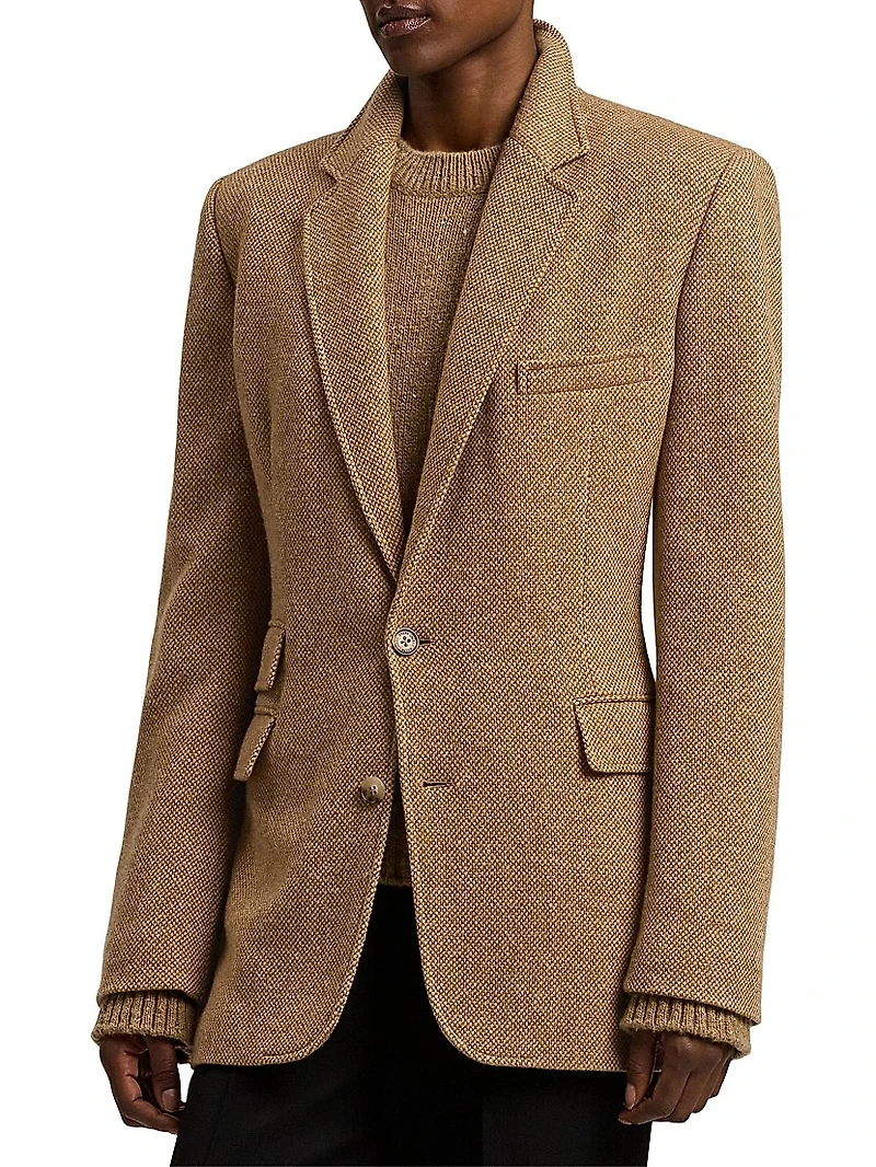 Eli Basket-Weave Wool-Cashmere Jacket