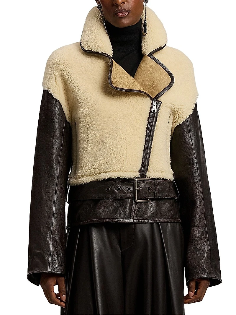 Silvester Lamb-Shearling Moto Jacket
