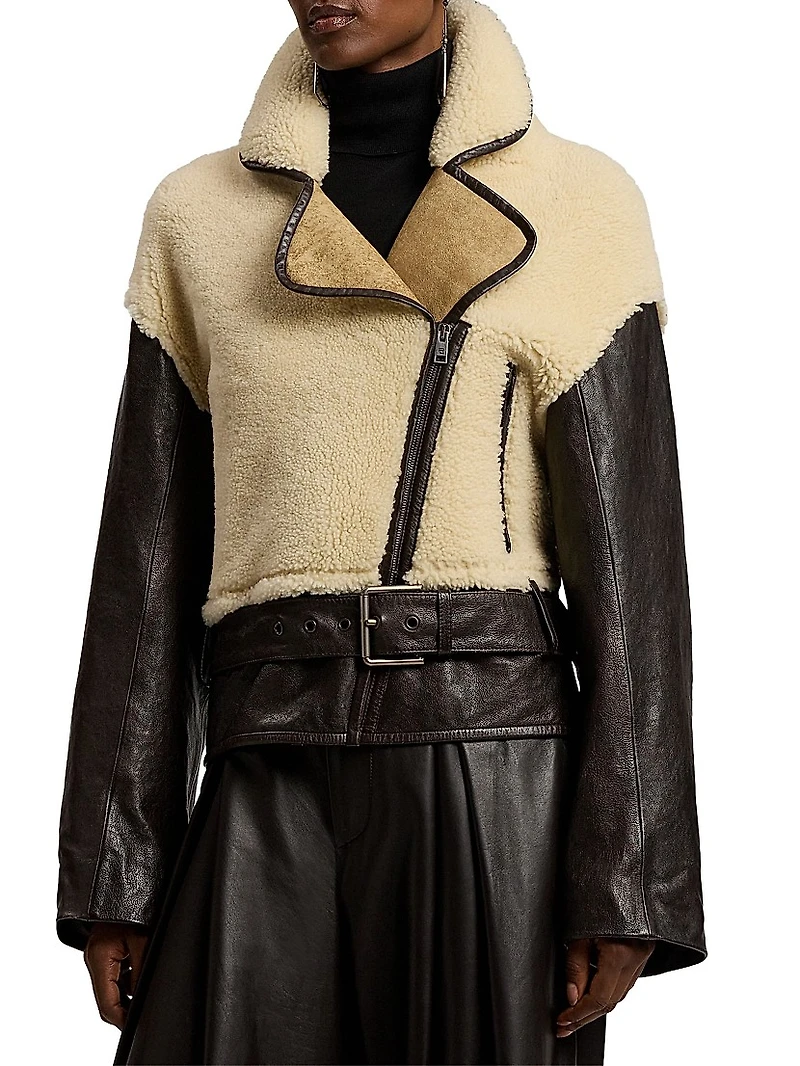 Silvester Lamb-Shearling Moto Jacket