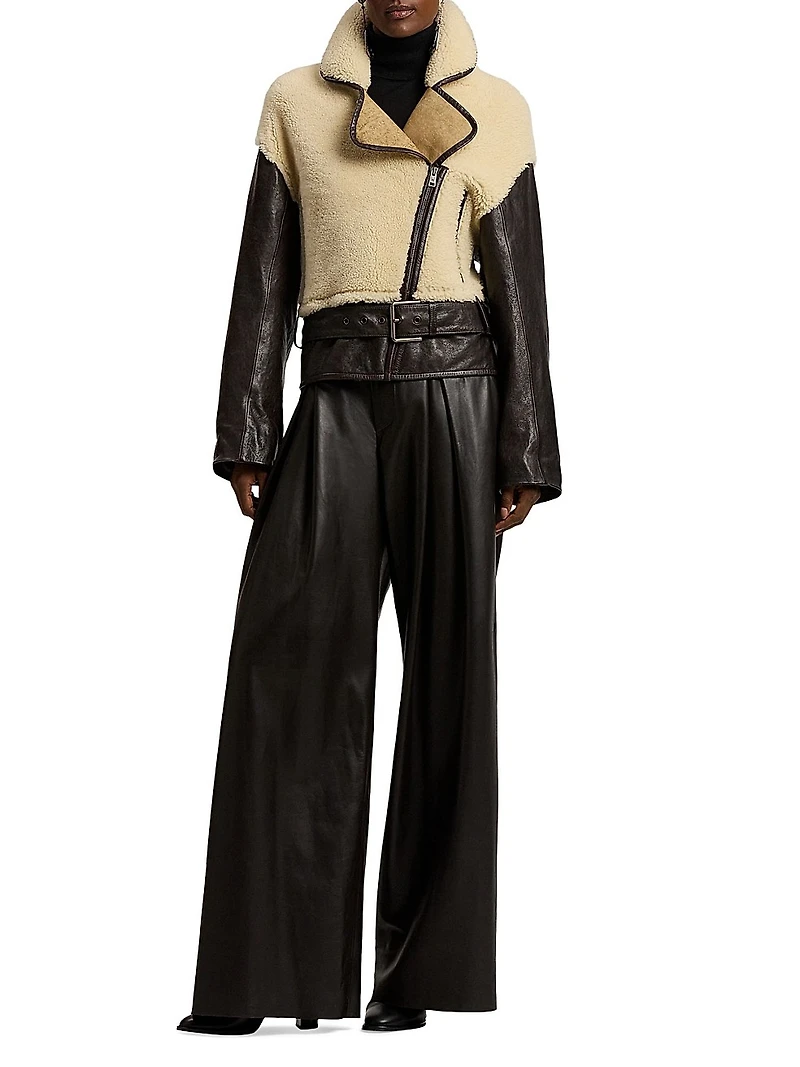 Silvester Lamb-Shearling Moto Jacket