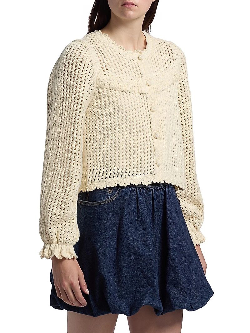 Ione Crochet Ruffle Cardigan