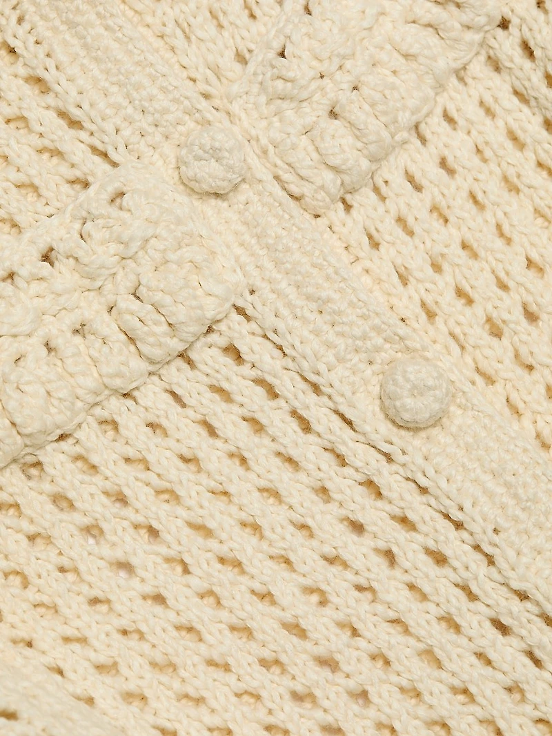 Ione Crochet Ruffle Cardigan