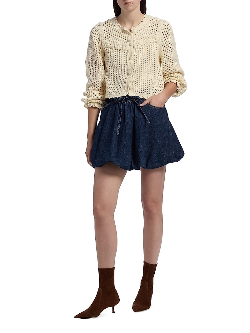 Ione Crochet Ruffle Cardigan