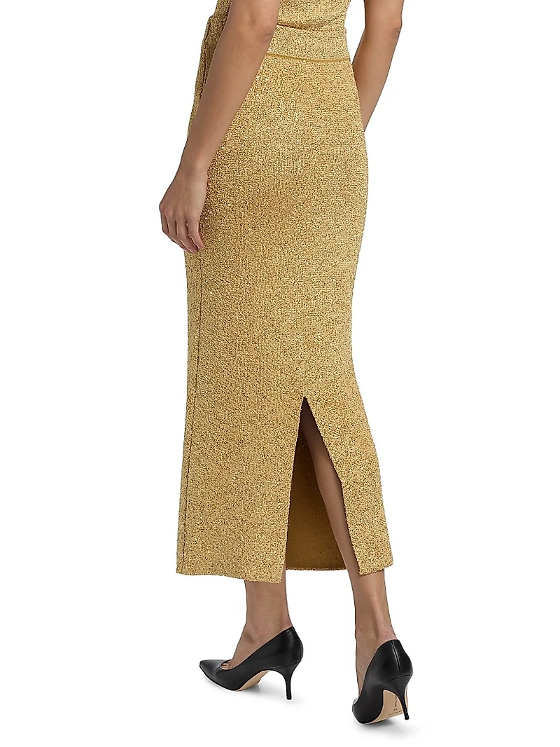 Sequined Knit Pencil Skirt
