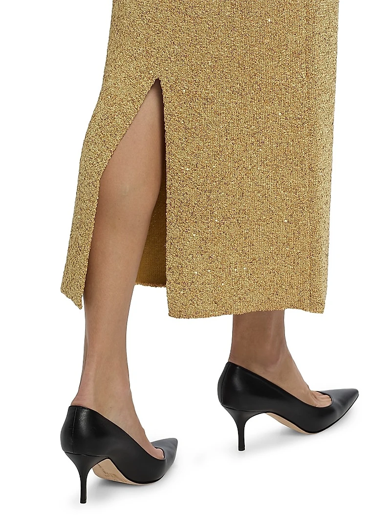 Sequined Knit Pencil Skirt