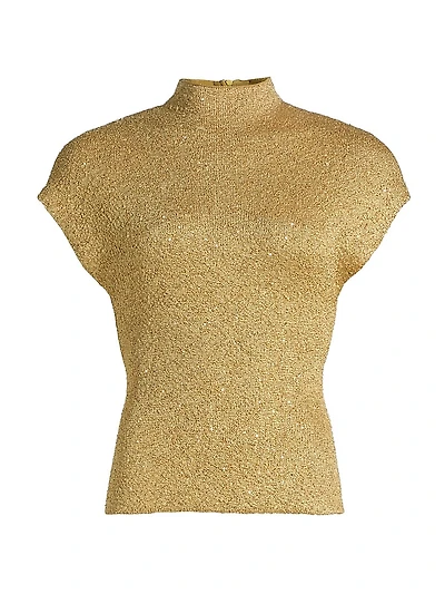 Sequined Knit Mock Turtleneck Top