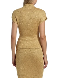 Sequined Knit Mock Turtleneck Top